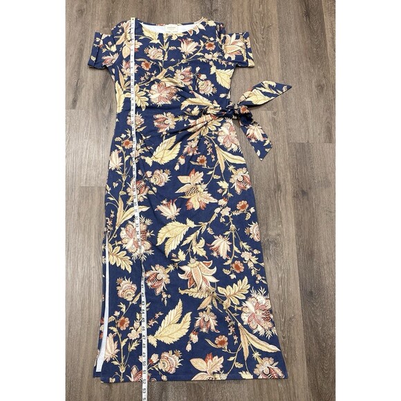 Sezane Pippa Dress Large Floral Maxi Organic Cotton Blue Never Ending Summer - Picture 7 of 15